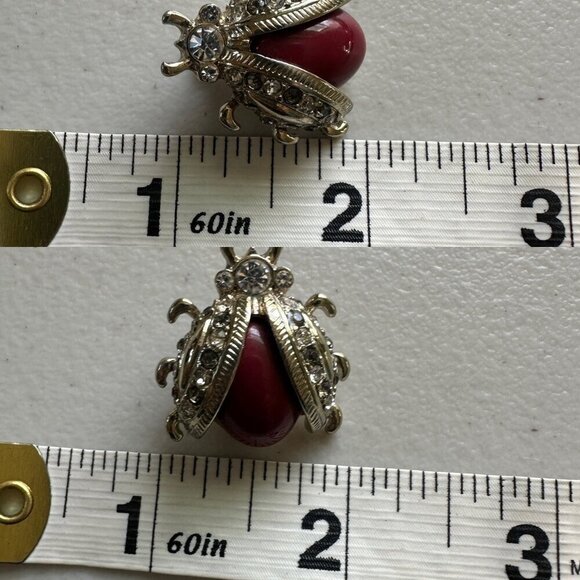 Rhinestone Fly Beatle Bug Hat Scarf Pins Lapel Clips Set of 4 Art to Wear Boho - Picture 10 of 12